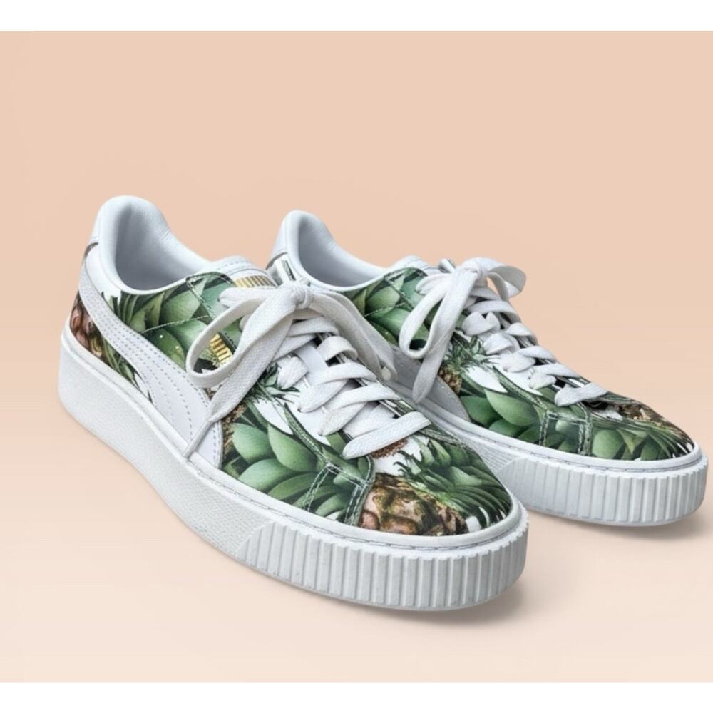 Puma Basket Pineapple Low Top Sneakers Kids 5.5C (Fits Womens 7) Shoes 35152